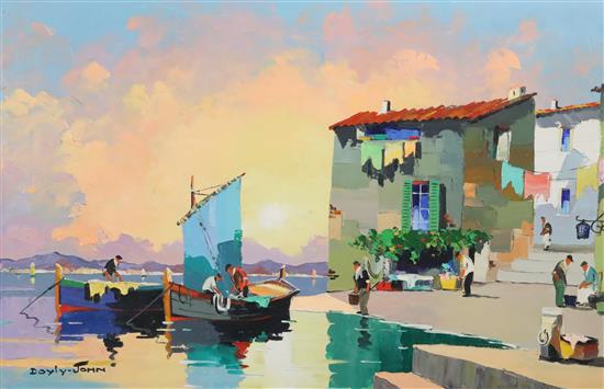 § Cecil Rochfort DOyly John (1906-1993) Dawn, Fishermen off French coast, at Les Martigues, near Cassis 20 x 30in. unframed.